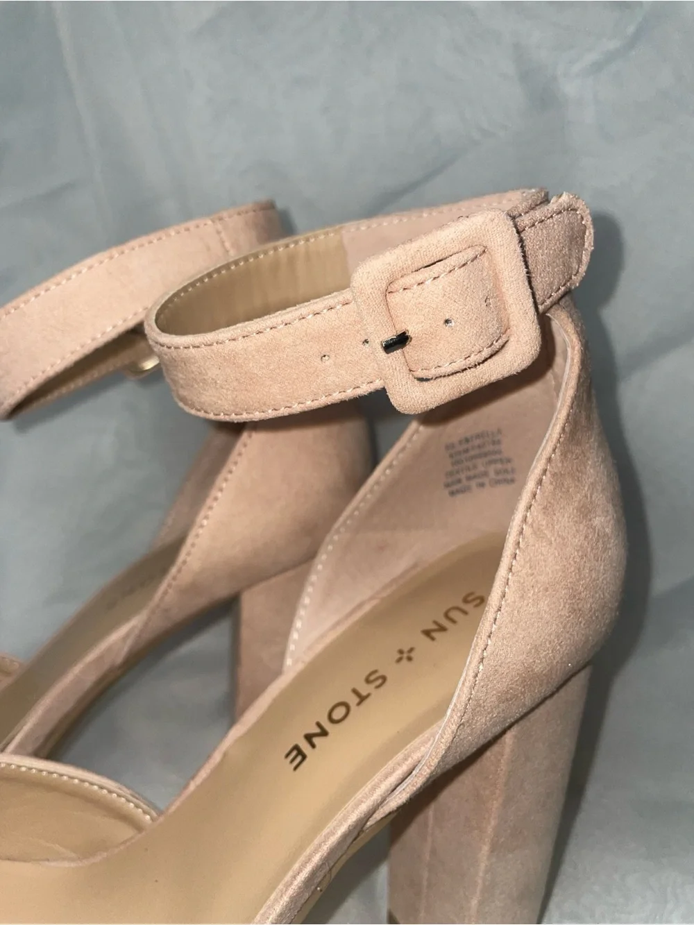 Sun + Stone Blush Pink Ankle-Strap Platform Pumps